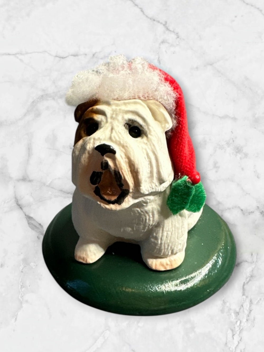 Vintage Byers Choice Bulldog with Santa hat The Carolers